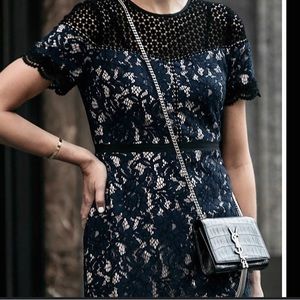 Black & Navy Aknar Lace Dress